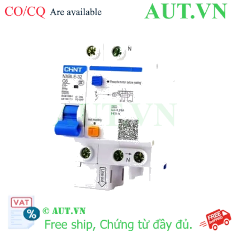 Ảnh của Át chống dòng rò CHINT NXBLE-32 1P+N C6 30mA 6kA 