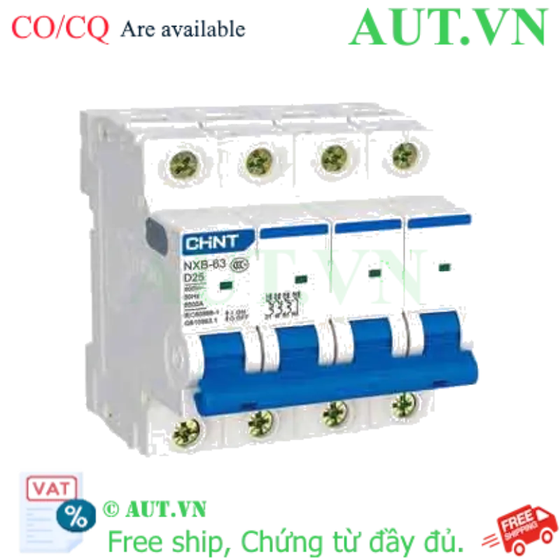 Ảnh của Áp tô mát cài cỡ nhỏ CHINT NXB-63 4P D25 6kA 