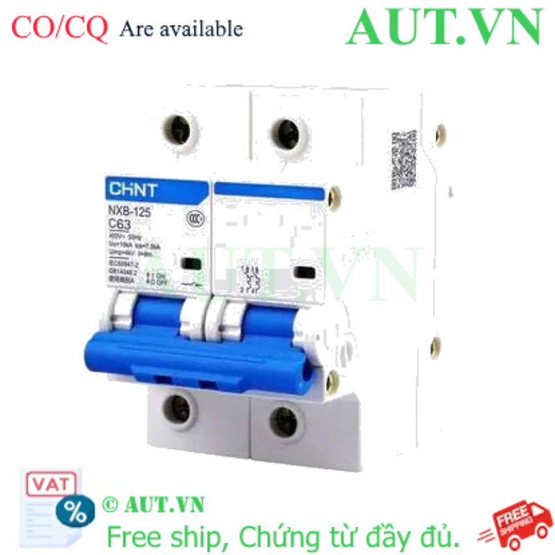 Ảnh của Át tô mát NXB-125 2P C63 CHINT - 2P, 63A, 400VAC, 10kA