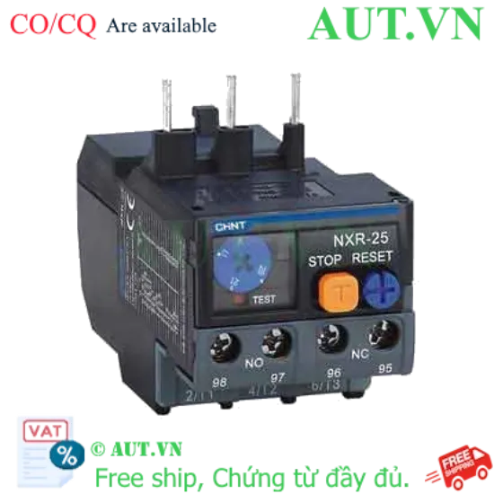 Ảnh của Rơ le nhiệt Chint NXR-25 (9-13A): Bảo vệ quá tải, chống mất pha, chuẩn Class 10A | AUT VN