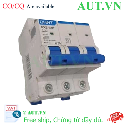 Ảnh của Áp tô mát cài loại nhỏ CHINT NXB-63H 3P C20 10kA 