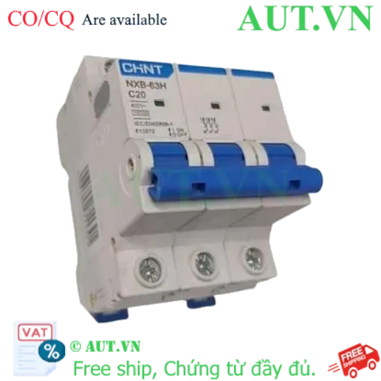 Ảnh của Áp tô mát cài loại nhỏ CHINT NXB-63H 3P C20 10kA 