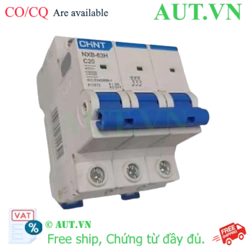 Ảnh của Áp tô mát cài loại nhỏ CHINT NXB-63H 3P C20 10kA 