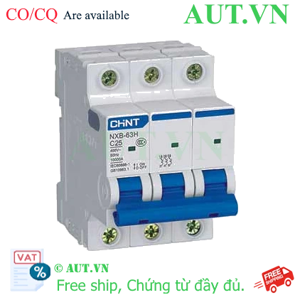 Ảnh của Áp tô mát cài loại nhỏ CHINT NXB-63H 3P C25 10kA 