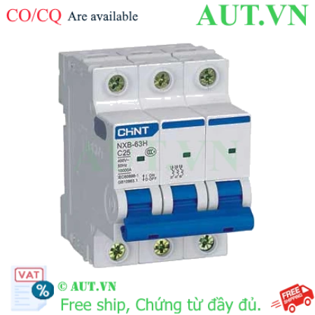 Ảnh của Áp tô mát cài loại nhỏ CHINT NXB-63H 3P C25 10kA 