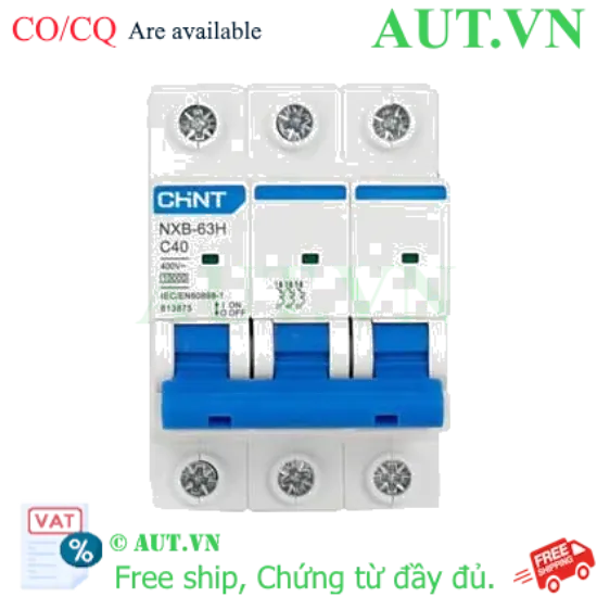 Ảnh của Áp tô mát cài loại nhỏ CHINT NXB-63H 3P C40 10kA 
