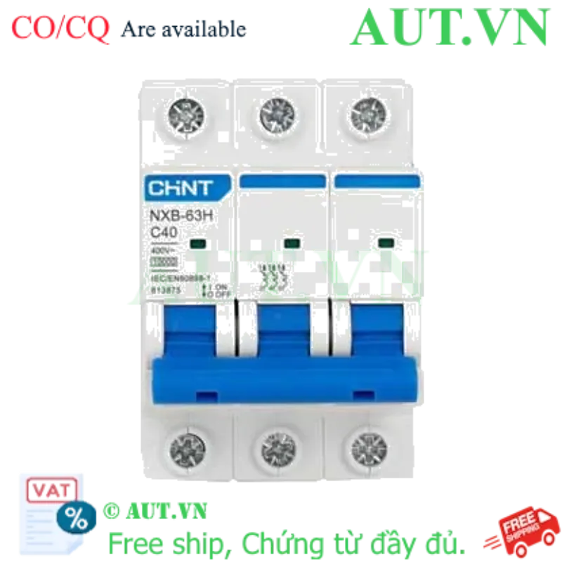 Ảnh của Áp tô mát cài loại nhỏ CHINT NXB-63H 3P C40 10kA 