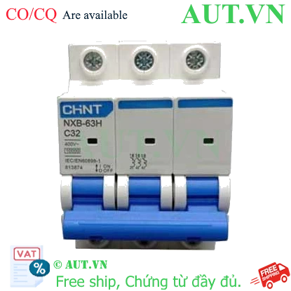 Ảnh của Áp tô mát cài loại nhỏ CHINT NXB-63H 3P C32 10kA 