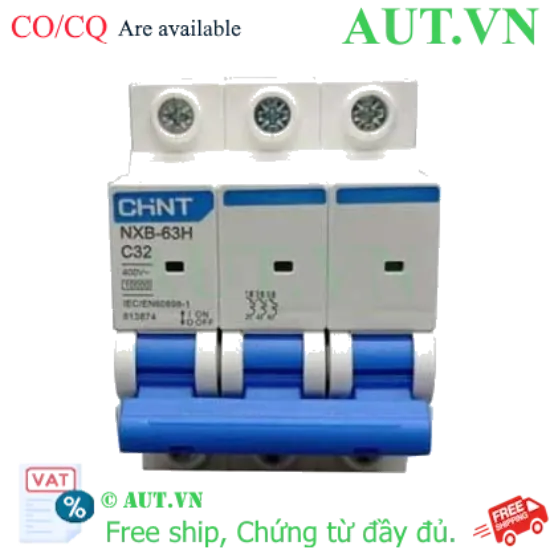 Ảnh của Áp tô mát cài loại nhỏ CHINT NXB-63H 3P C32 10kA 