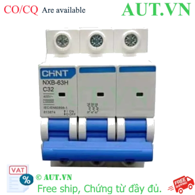 Ảnh của Áp tô mát cài loại nhỏ CHINT NXB-63H 3P C32 10kA 