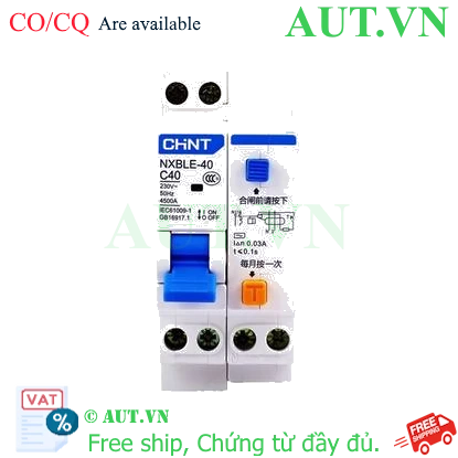 Ảnh của Áp tô mát chống giật (RCBO) CHINT NXBLE-40 1P+N C40 30mA 4.5kA 