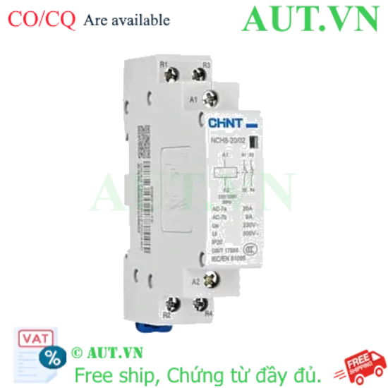 Ảnh của Khởi Động Từ CHINT NCH8-20/02 | 20A, 2NC Thường Đóng, 220V - AUT VN