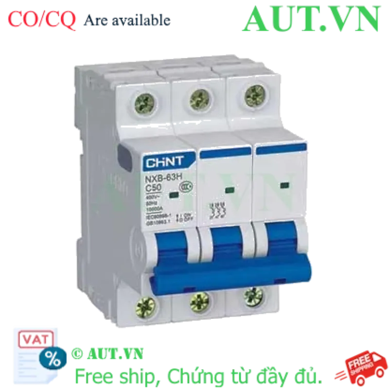 Ảnh của Áp tô mát cài loại nhỏ CHINT NXB-63H 3P C50 10kA 