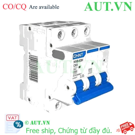 Ảnh của Áp tô mát cài loại nhỏ CHINT NXB-63H 3P C63 10kA 