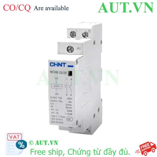 Ảnh của Khởi Động Từ CHINT NCH8-25/20 24V | 25A, 2 Cực (2NO), An Toàn Thấp Áp | AUT VN