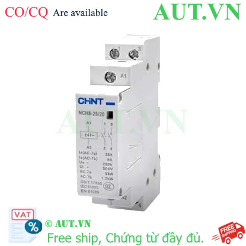 Ảnh của Khởi Động Từ CHINT NCH8-25/20 24V - 25A, 2 Cực (2NO), An Toàn Thấp Áp