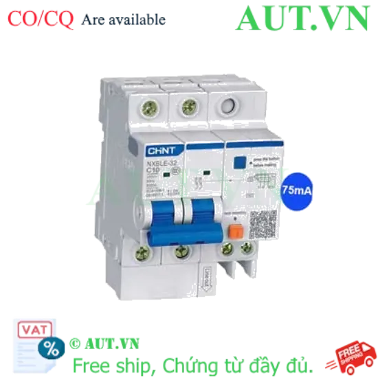 Ảnh của Át chống dòng rò CHINT NXBLE-32 2P C10 75mA 6kA 