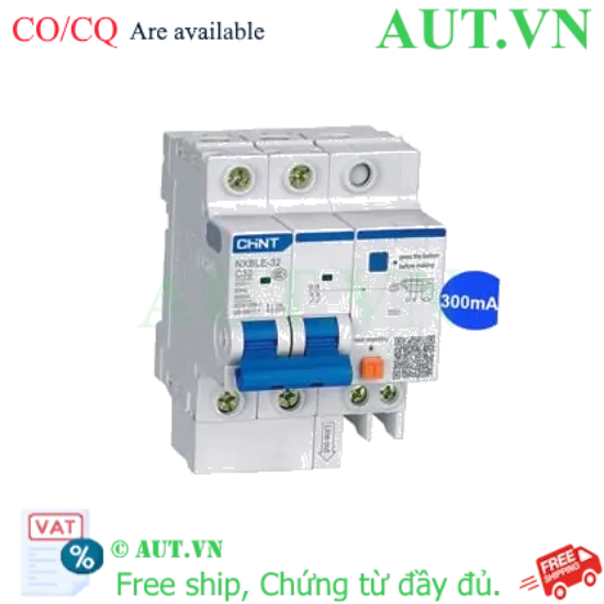 Ảnh của Át chống dòng rò CHINT NXBLE-32 2P C32 300mA 6kA 