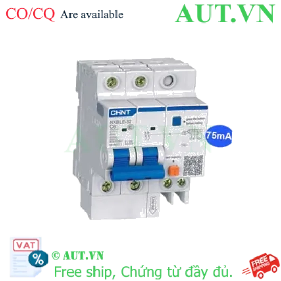 Ảnh của Át chống dòng rò CHINT NXBLE-32 2P C6 75mA 6kA 