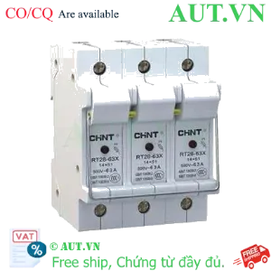 Ảnh của Đế Cầu Chì CHINT BASE RT28-63X 3P - 63A, Có Đèn LED Báo Lỗi, Lắp Thanh Ray DIN