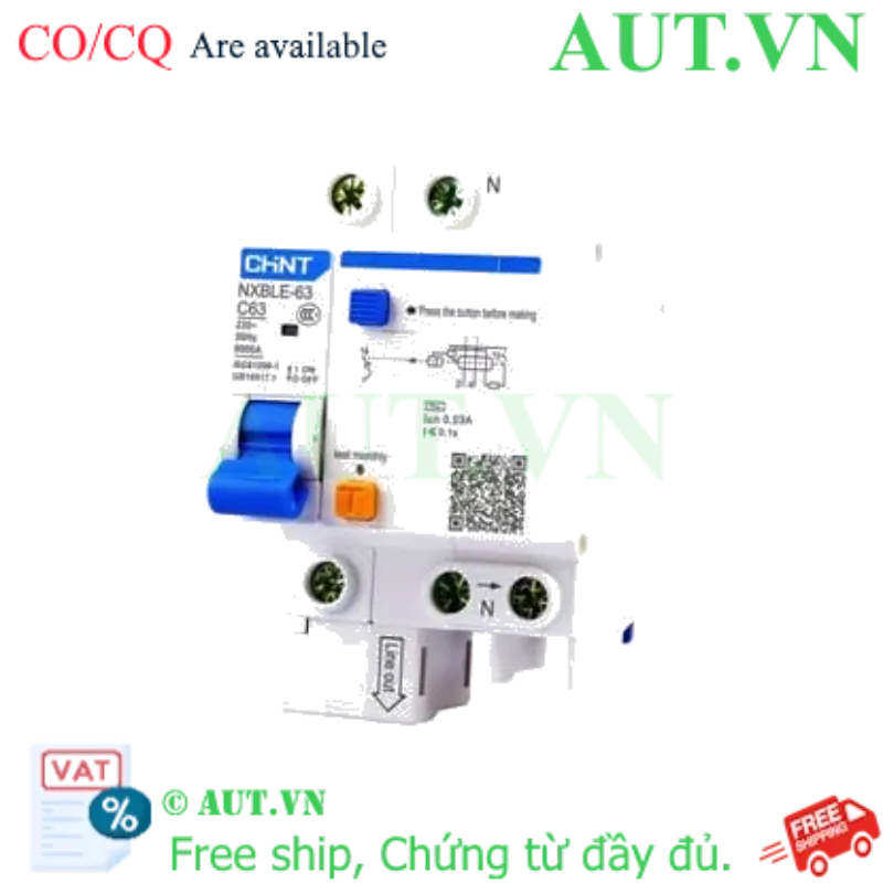 Ảnh của Cầu dao chống rò RCBO CHINT NXBLE-63 1P+N C63 30mA 6kA 