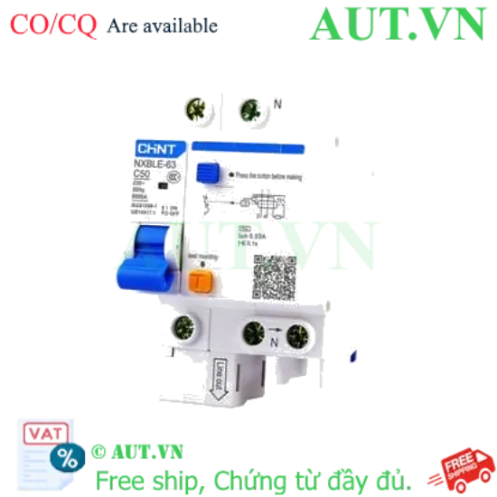 Ảnh của Cầu dao chống rò RCBO CHINT NXBLE-63 1P+N C50 30mA 6kA 