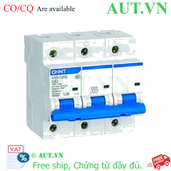 Ảnh của Aptomat 3 Pha CHINT NXB-125G 3P C63A | 63A, 10kA, Đặc Tuyến C