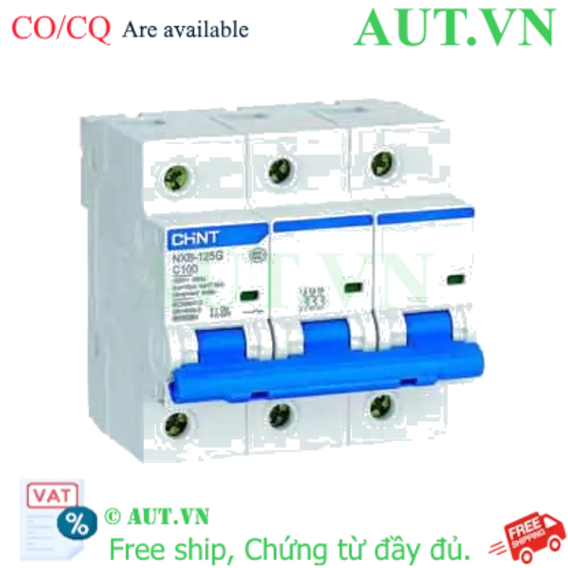 Ảnh của Aptomat 3 Pha MCB CHINT NXB-125G 3P C100A - 100A, 10kA, Đặc Tuyến C