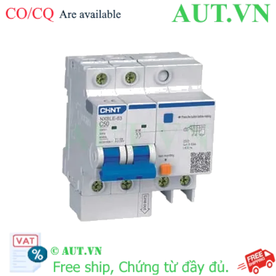 Ảnh của Cầu dao chống rò RCBO CHINT NXBLE-63 2P C50 30mA 6kA 