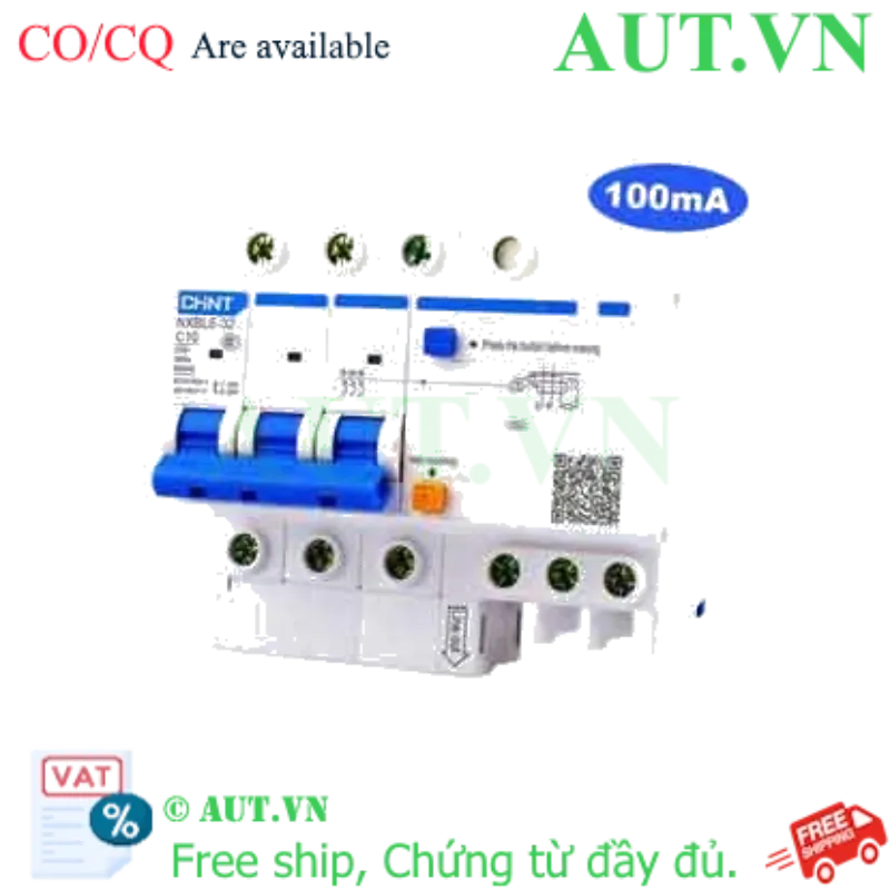 Ảnh của Át chống dòng rò CHINT NXBLE-32 3P C10 100mA 6kA 