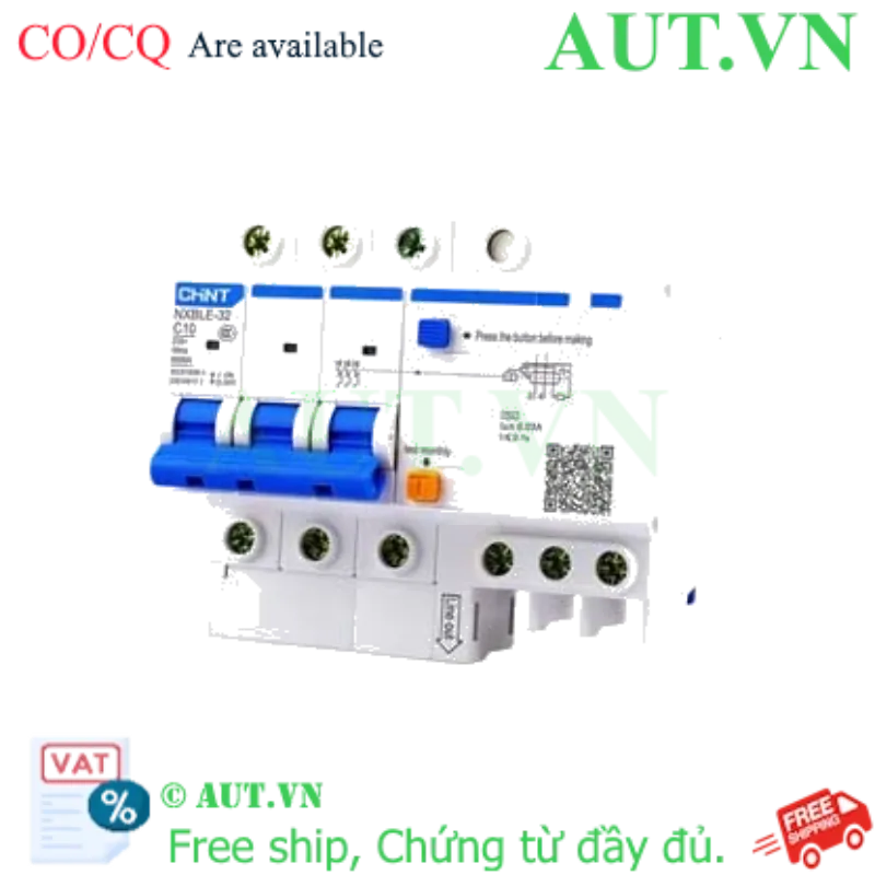 Ảnh của Át chống dòng rò CHINT NXBLE-32 3P C10 30mA 6kA 