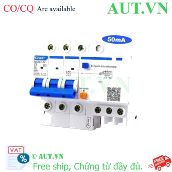 Ảnh của Át chống dòng rò CHINT NXBLE-32 3P C6 50mA 6kA 