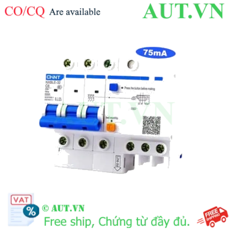 Ảnh của Át chống dòng rò CHINT NXBLE-32 3P C6 75mA 6kA 