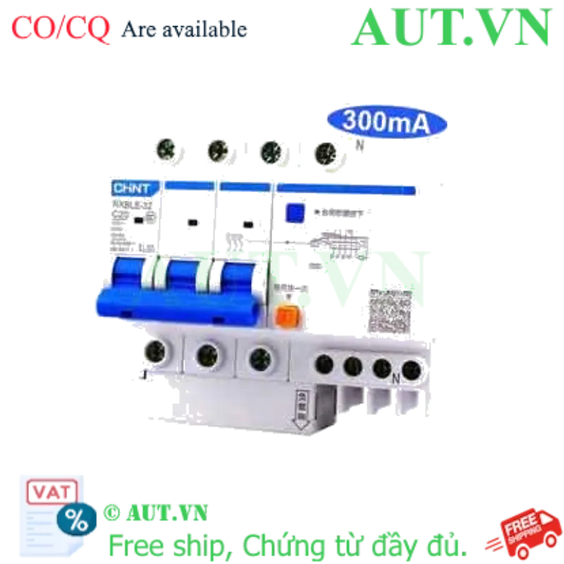 Ảnh của Át chống dòng rò CHINT NXBLE-32 3P+N C20 300mA 6kA 