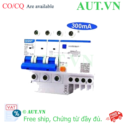 Ảnh của Át chống dòng rò CHINT NXBLE-32 3P+N C32 300mA 6kA 