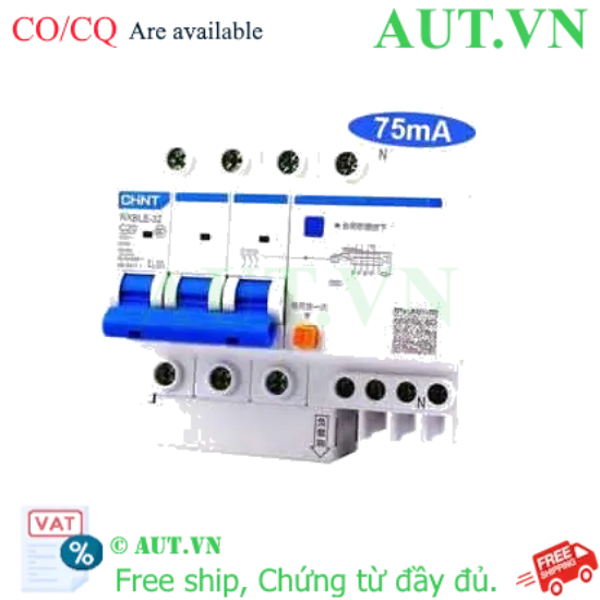 Ảnh của Át chống dòng rò CHINT NXBLE-32 3P+N C20 75mA 6kA 
