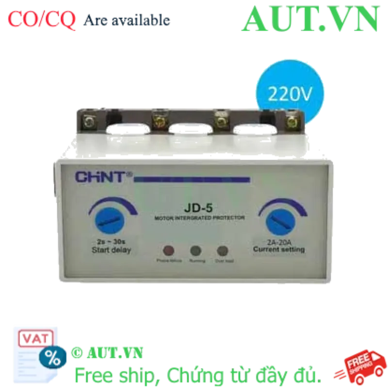 Ảnh của Rơ le Bảo vệ Motor CHINT JD-5 (2A-20A) 220V - Chống Mất Pha & Quá Tải