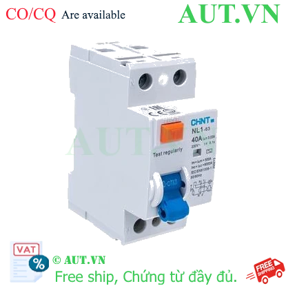 Ảnh của Aptomat chống giật CHINT NL1-63 2P 40A 30mA AC 6kA 
