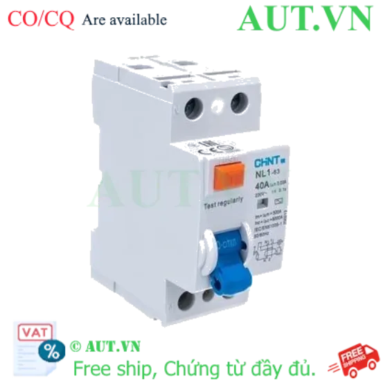 Ảnh của Aptomat chống giật CHINT NL1-63 2P 40A 30mA AC 6kA 