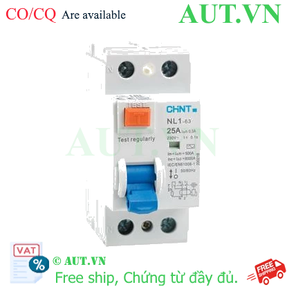Ảnh của Aptomat chống giật CHINT NL1-63 2P 25A 300mA AC 6kA 