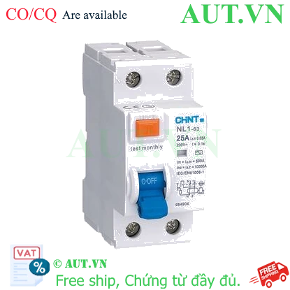 Ảnh của Aptomat chống giật CHINT NL1-63 2P 25A 30mA AC 6kA 