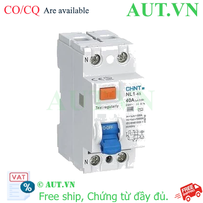 Ảnh của Aptomat chống giật CHINT NL1-63 2P 40A 300mA AC 6kA 