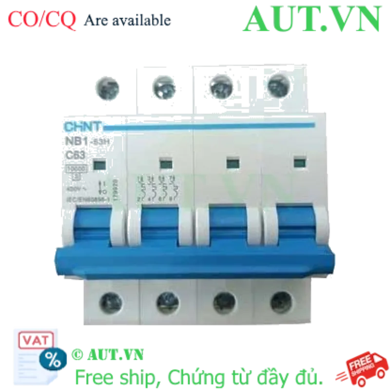 Ảnh của Áp tô mát CHINT NB1-63H 4P C63 10kA DB 