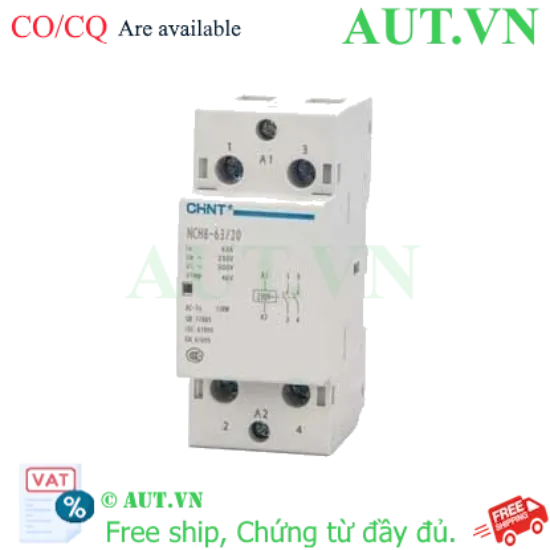 Ảnh của Contactor CHINT NCH8-63/20 220/230V - 2P, 63A Chính Hãng