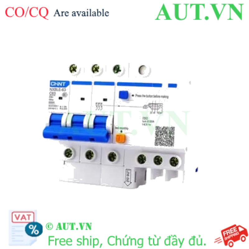 Ảnh của Cầu dao chống rò RCBO CHINT NXBLE-63 3P C63 30mA 6kA 