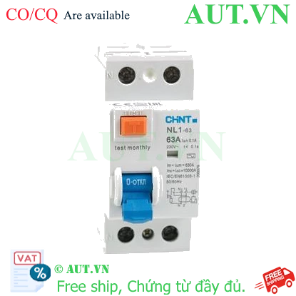 Ảnh của Aptomat chống giật CHINT NL1-63 2P 63A 100mA AC 6kA 