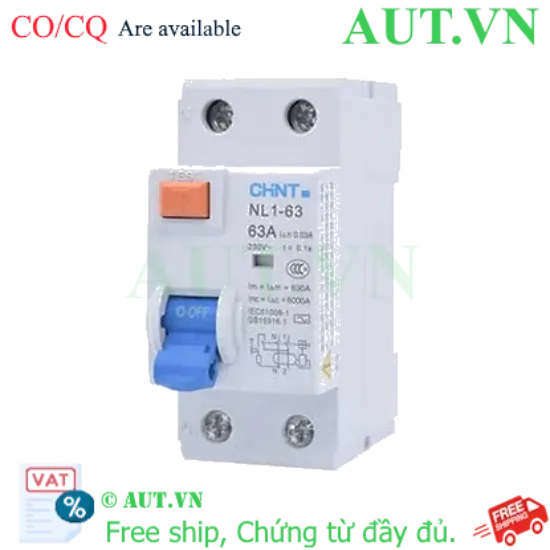 Ảnh của Aptomat chống giật CHINT NL1-63 2P 63A 300mA AC 6kA 