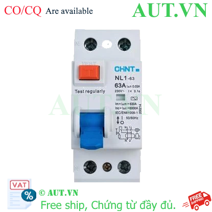 Ảnh của Aptomat chống giật CHINT NL1-63 2P 63A 30mA AC 6kA 