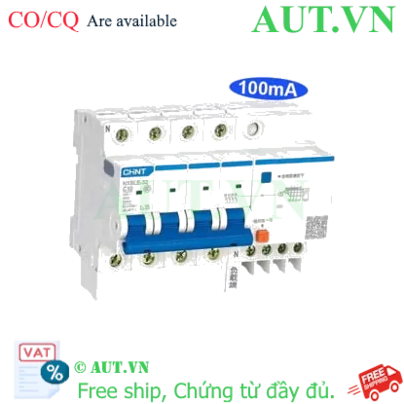 Ảnh của Át chống dòng rò CHINT NXBLE-32 4P C10 100mA 6kA 