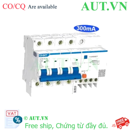Ảnh của Át chống dòng rò CHINT NXBLE-32 4P C10 300mA 6kA 